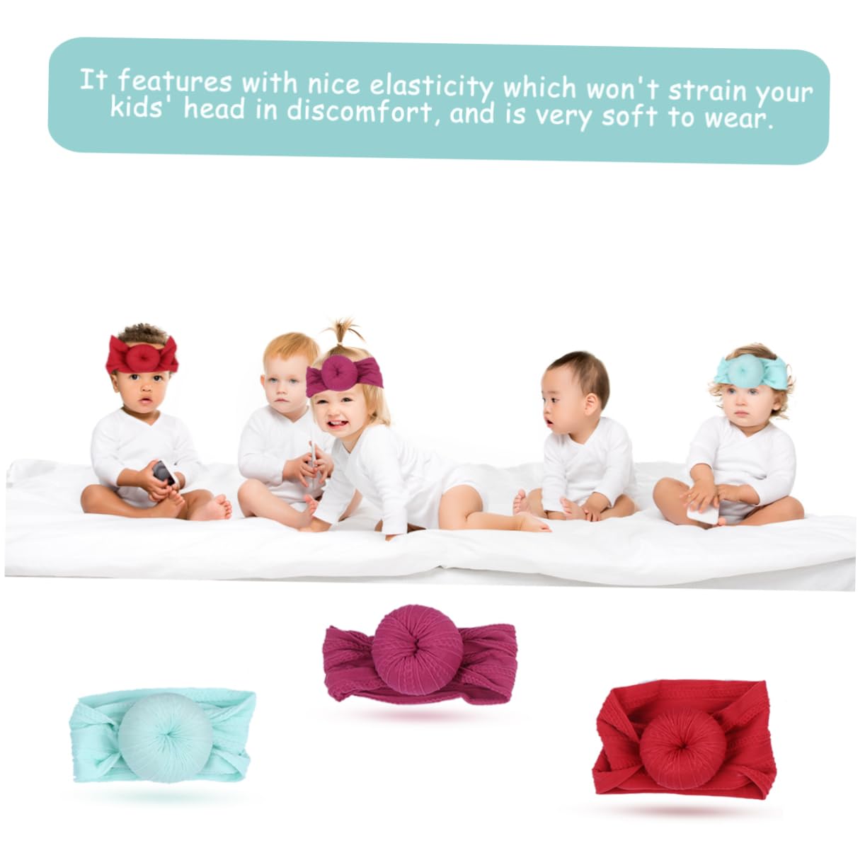 Abaodam 12piezas Diademas De Donut Para Bebés Accesorios De Cabello Infantiles Turbantes Tejidos Para Recién Nacidos y Niño Niña Pequeños