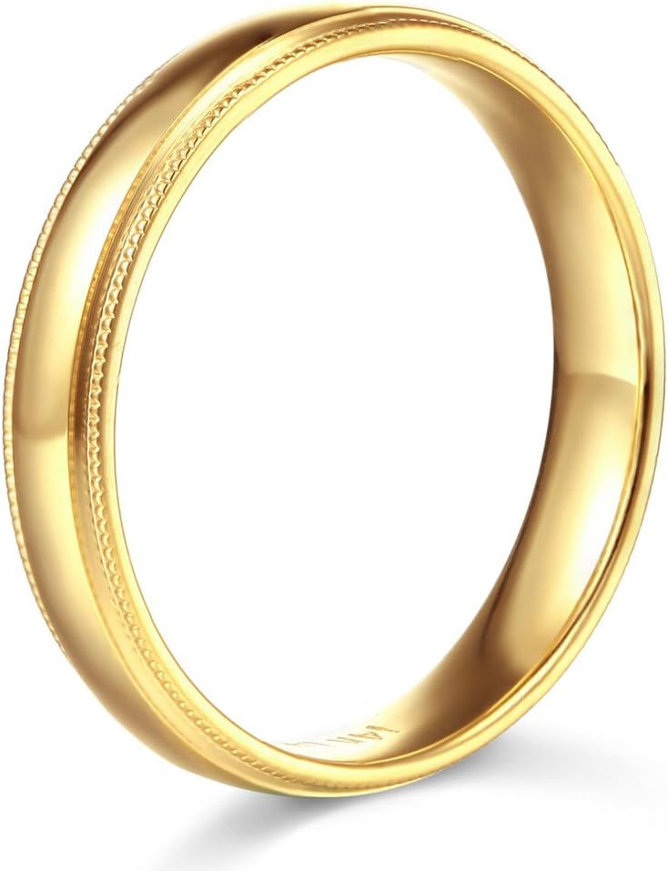 14k Yellow or White Gold 5mm Comfort FIT Plain Milgrain Wedding Band - Image 2