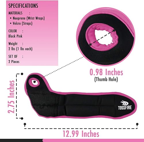 Miniatura 7 de Comfecto Pesas de muñeca con bloqueo de bucles para el pulgar, 1 libra x 2 libras x 2 libras x 2 para correr, entrenamiento de fuerza, caminar,