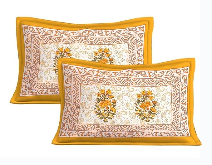 Image of Monique Brand 100% Pure Cotton Floral Printed Bedsheet for Double Bed King Size with 2 Pillow Covers