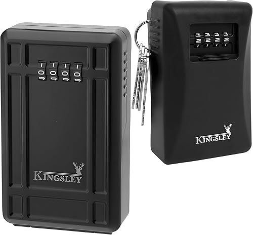 Kingsley Guard-a-Key, caja de seguridad resistente a la intemperie, soporte de pared para interiores y exteriores, código de combinación reiniciable