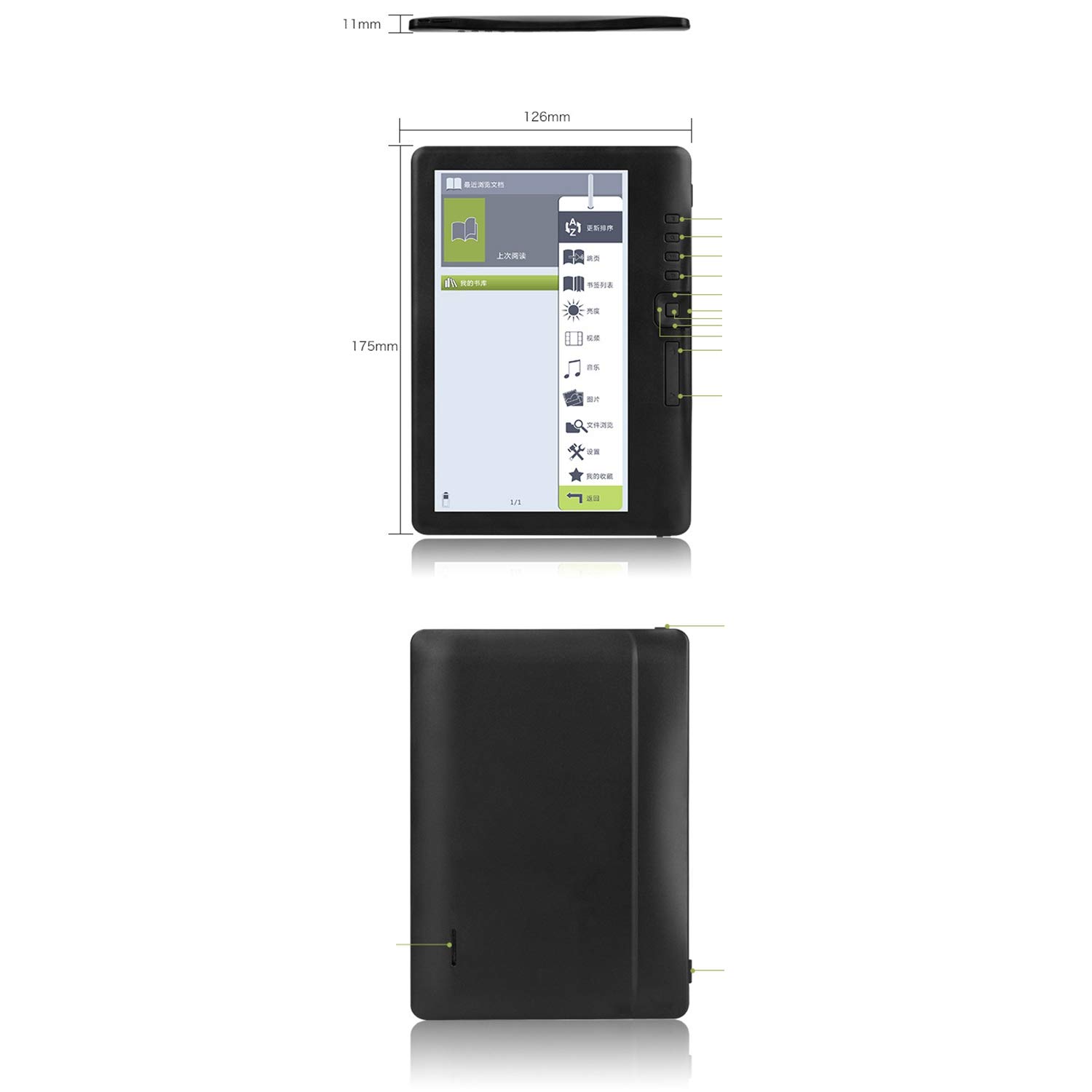 BK7019 Lecteur de Livre Papier éLectronique 7 Pouces éCran Couleur TFT Lecteur Ebook Lecteur Audio VidéO MP3 Rechargeable 16 GB