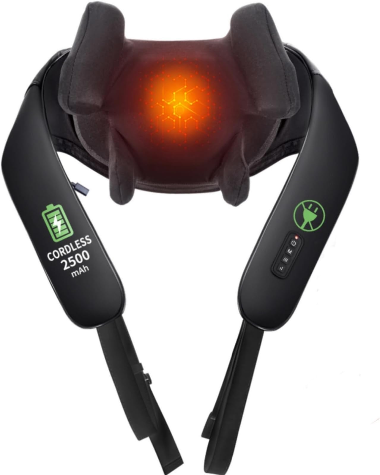 Cordless Shiatsu Neck and Back Massager with Heat, 2500mAh Rechargeable Electric Deep Tissue 3D Kneading Massage Pillow for Shoulder, Leg, Body Muscle Pain Relief, Gifts for Dad Mom Friends