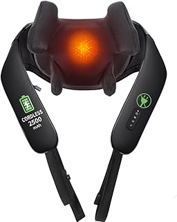 Cordless Shiatsu Neck and Back Massager with Heat, 2500mAh Rechargeable Electric Deep Tissue 3D Kneading Massage Pillow for Shoulder, Leg, Body Muscle Pain Relief, Gifts for Dad Mom Friends