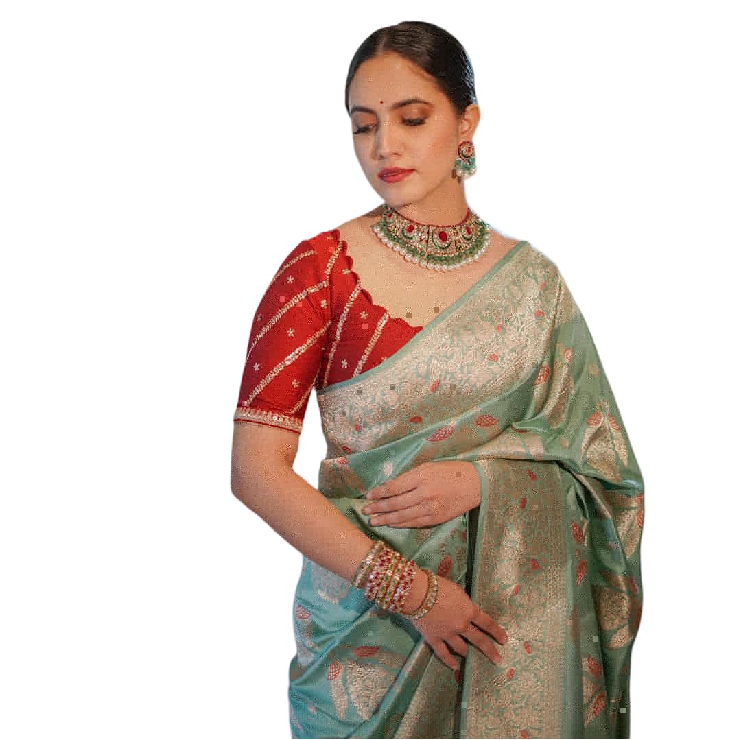 Flosive Women's Kanjivaram Pure Zari Woven Soft Silk Saree With Blouse Piece With Zari Order