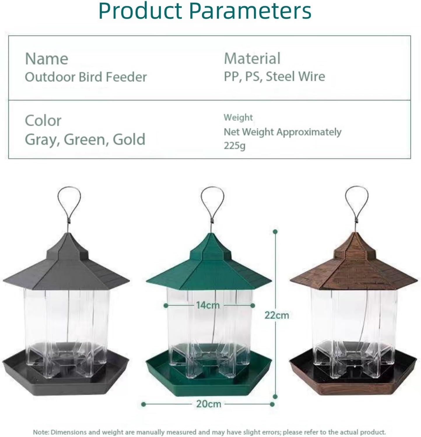A 6-Directional Diamond-Shaped Outdoor Hanging Waterproof Bird Feeder Perfect for Lazy Gardeners and Bird Lovers.(Gold)