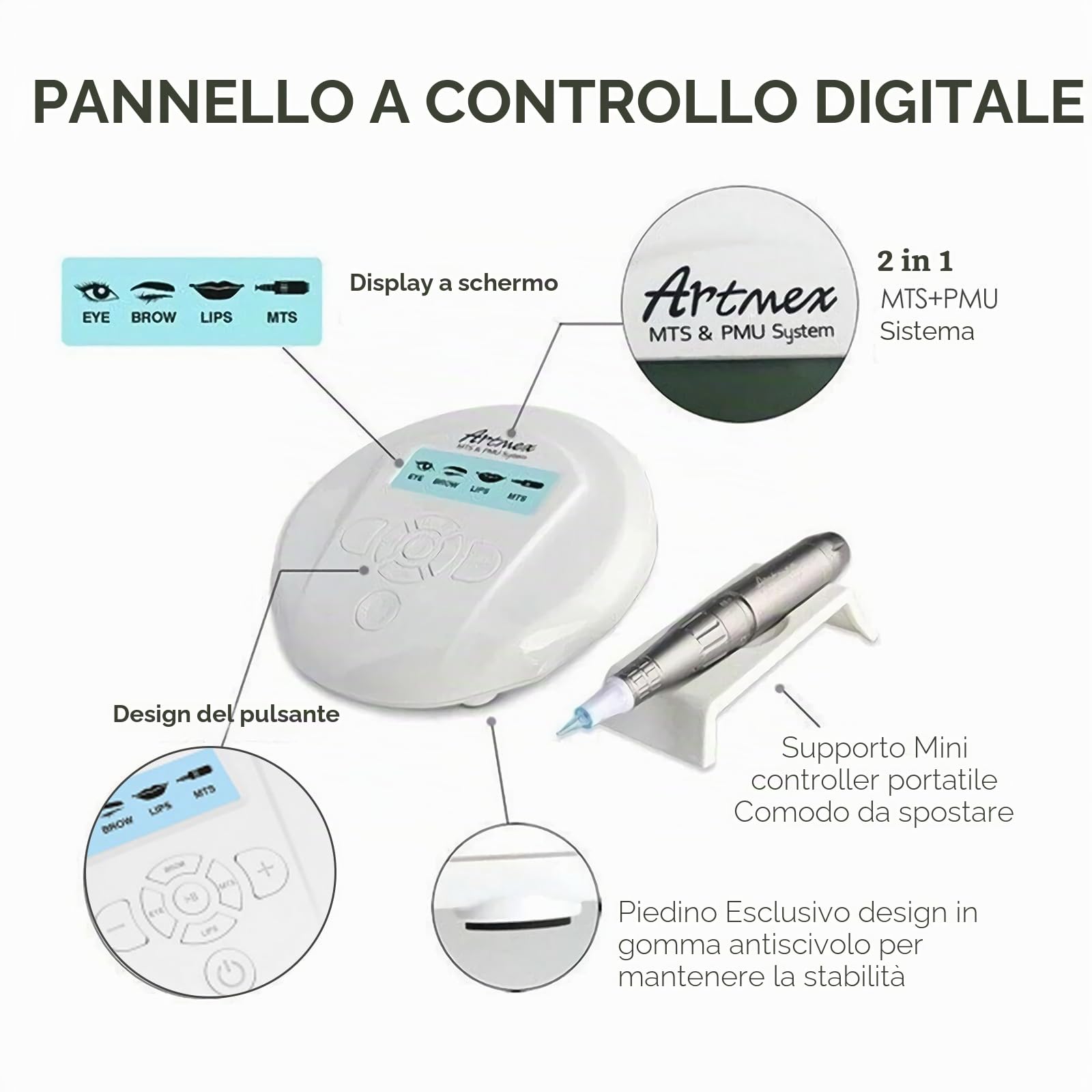 Macchina per il Trucco Permanente Artmex V6, Kit Professionale per Macchina per Tatuaggi e Microblading per Sopracciglia, Eyeliner, Labbra e Trattamenti per la Cura della Pelle