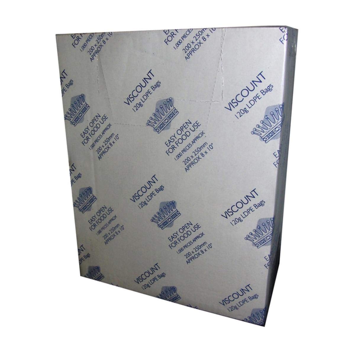 Viscount 8"x10" Clear Polythene Food Bags, Box of 1000