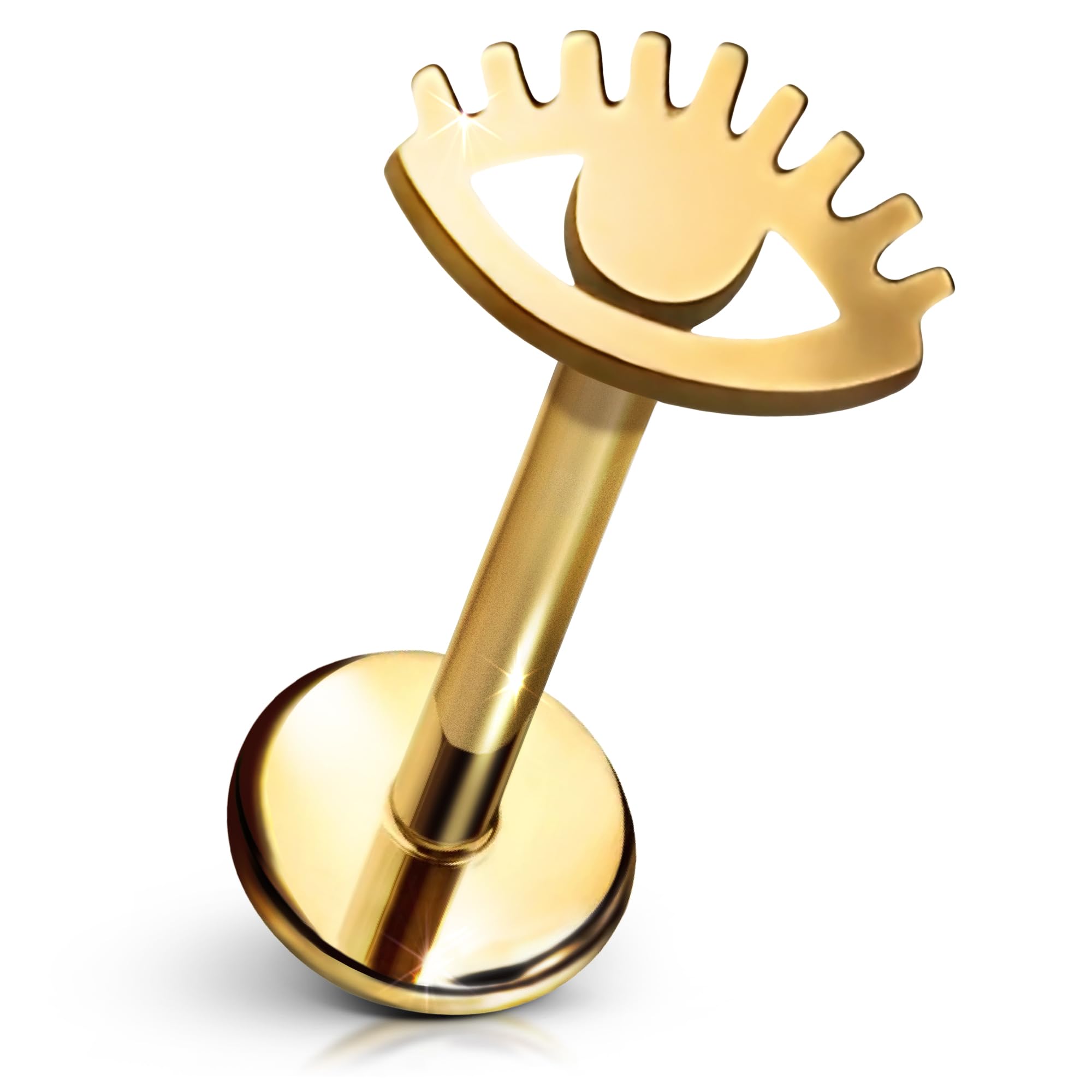 Cords Club Eye Flat Back Stud – ASTM-F136 Implant Grade Titanium - Push Pin Design for Sensitive Ears – Available in 18K Gold Plated & Titanium Silver