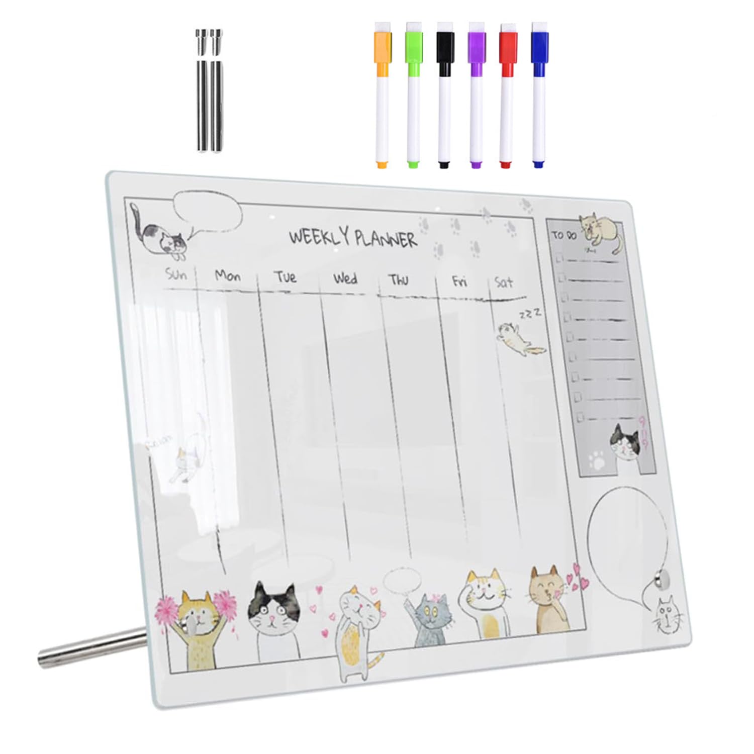 Borrable Organizador Semanal, Weekly Planner Acrílico para Escritorio, Tablón de Mensajes