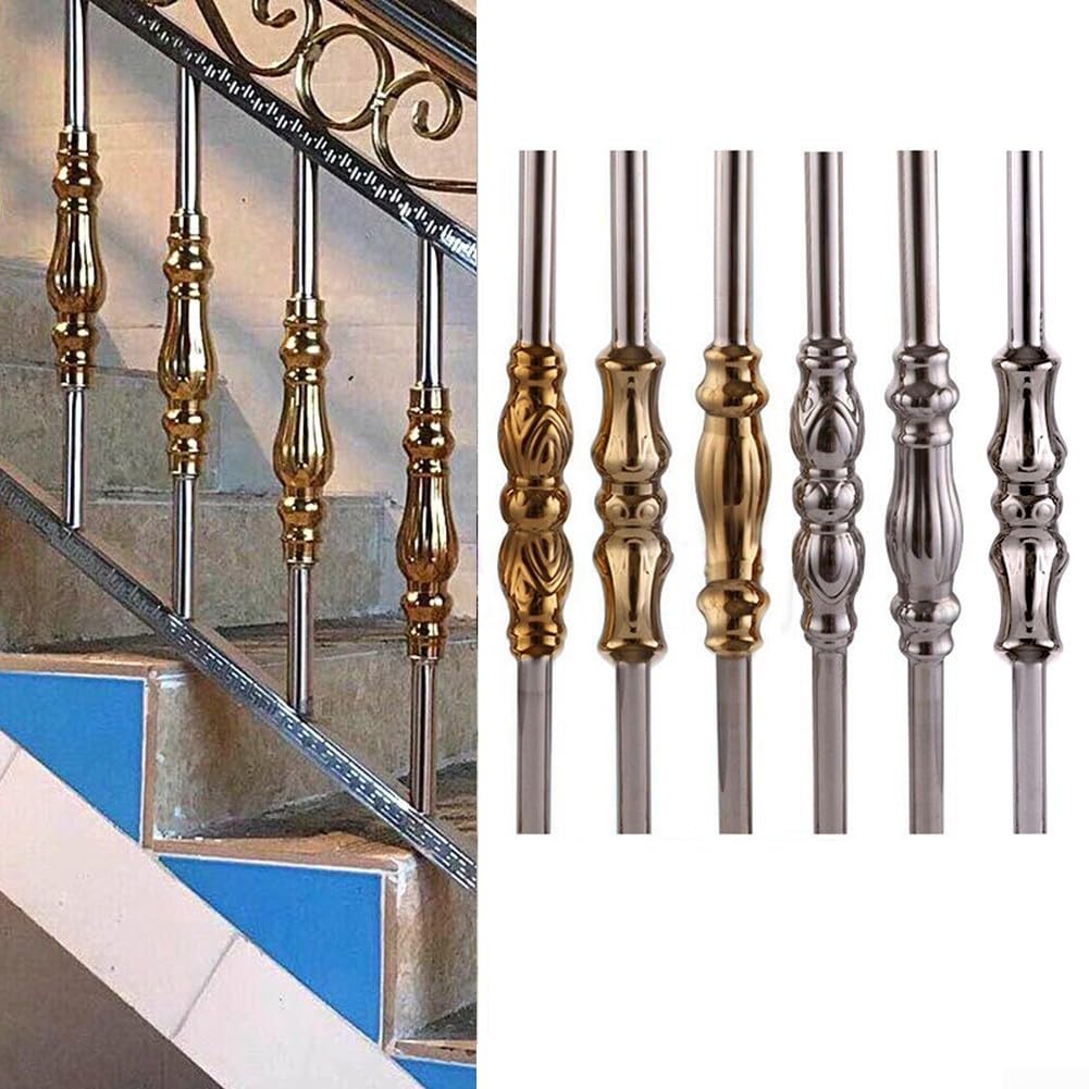 Piezas de balaustre de balcón de escalera de estilo europeo, barra de acero inoxidable 304, columnas de acero inoxidable, para escaleras y balcones con diseño clásico (barra de loto
