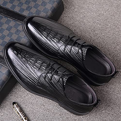 Zapatos Oxford de vestir en cuero con relieve de cocodrilo y tacón fuerte 3