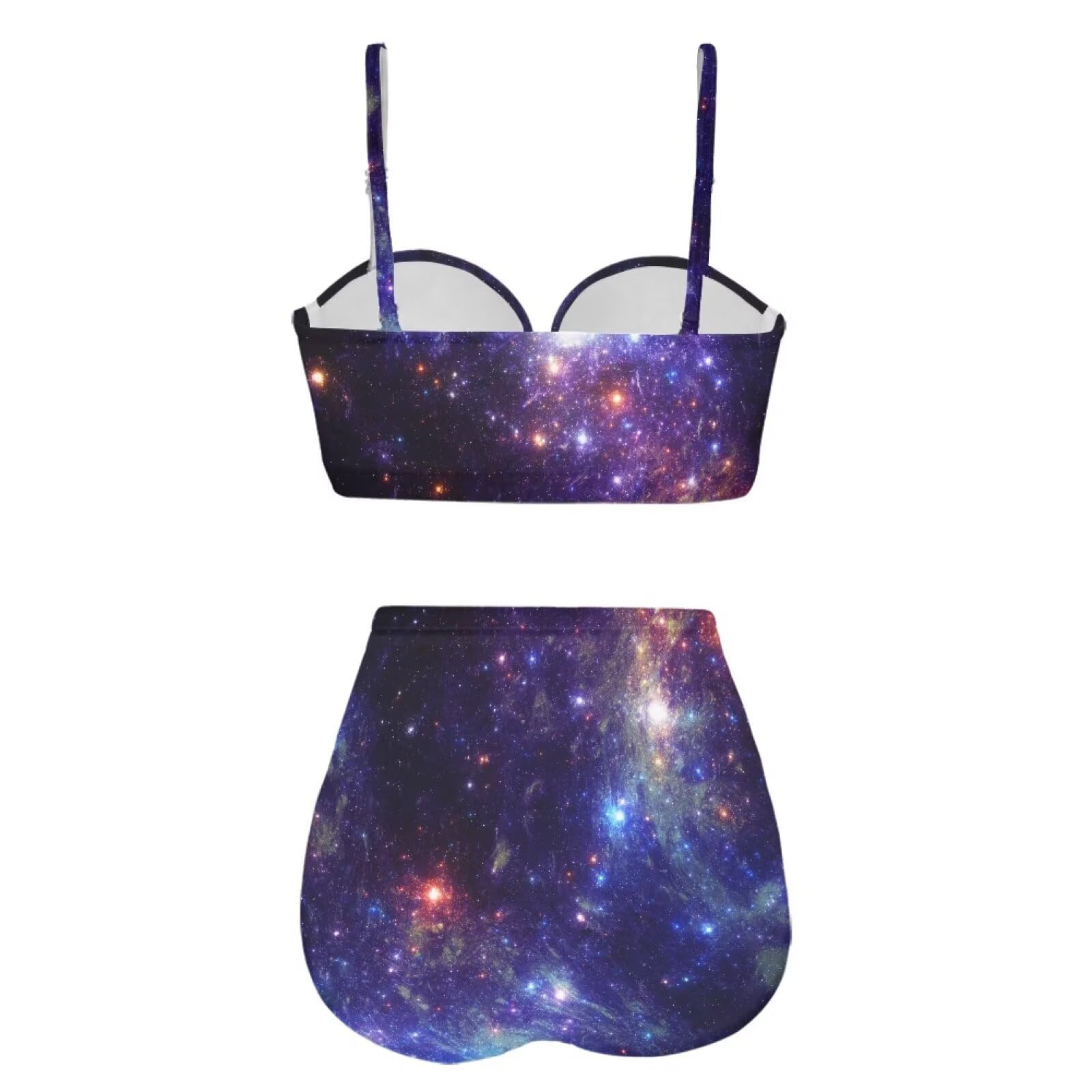 JEOCODY Galaxy Womens High Waisted Bikini Tummy Control Swimsuits Push Up Bikini Sets Sexy Bathing Suits Swimwear for Women Two Piece Swimsuit