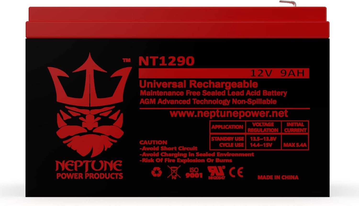 Neptune Brand NT1290 12v 9ah Replacement SLA Battery for Vexilar IP1212 FL-12 Ice Pro