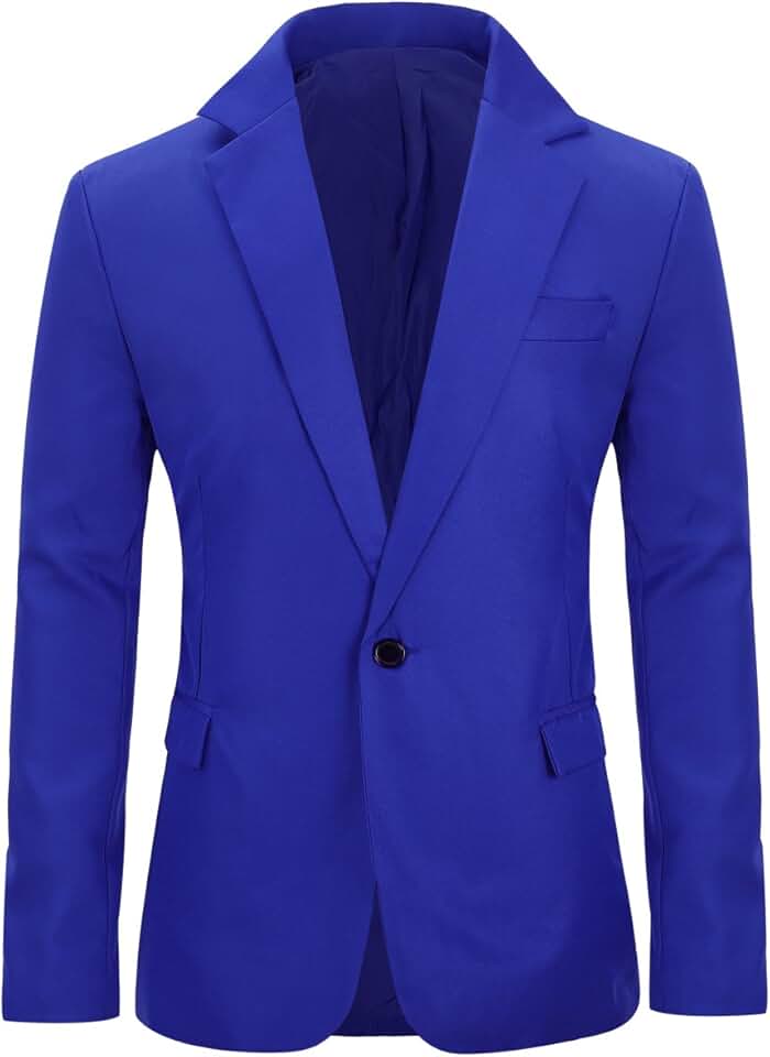 Men's Slim Fit Casual 1 Button Notched Lapel Blazer Jacket