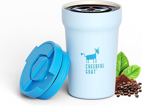 Miniatura 12 de CHEERFUL GOAT Taza de viaje de café con forro de cerámica, vaso de café de viaje de acero inoxidable con forro de cerámica, con tapa, taza de café