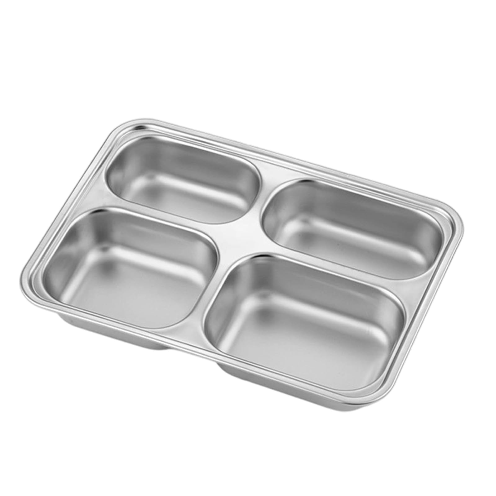 Elnwnnkc Small Four G.rid Stainless Steel Camping Dishware Set Smooth Surfaces Serving Practical Kitchenware For Adults And Children Portable Camping Dinnerware