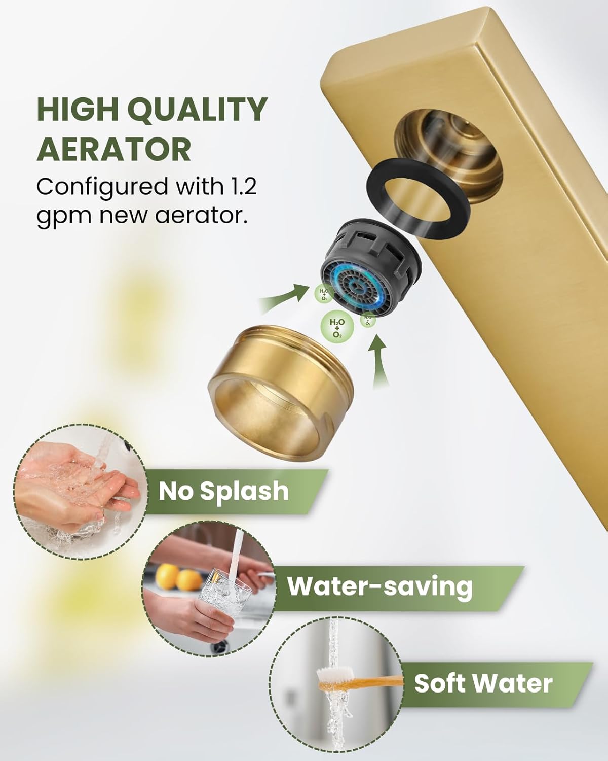 gotonovo Bathroom Faucet for Sink 1 or 3 Hole Deck Mount 304 Stainless Steel Modern Bathroom Sink Faucet Single Handle Basin Mixer Tap with Supply Hoses and Pop Up Drain, Brushed Gold