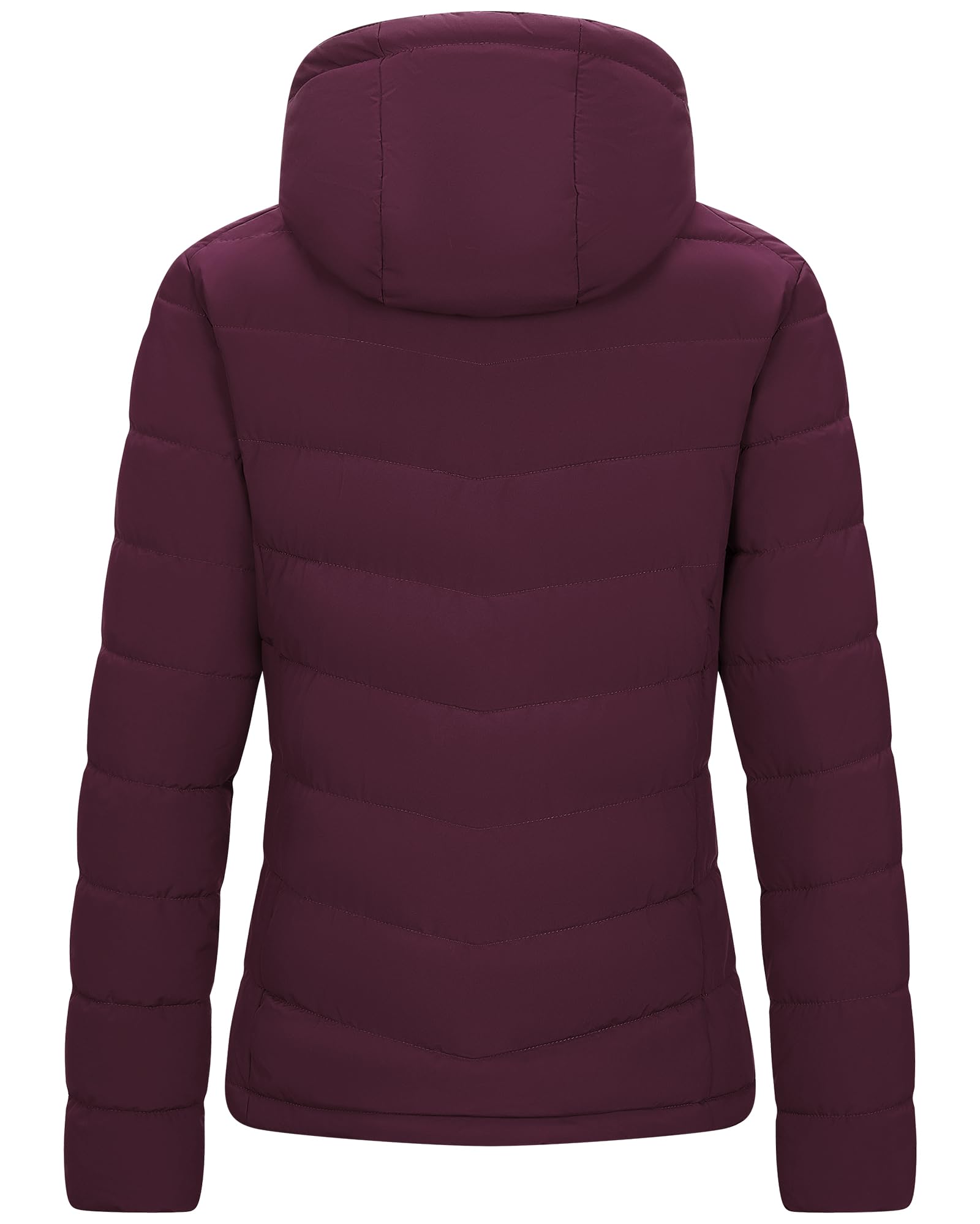 Outdoor Ventures Chaqueta impermeable para mujer, cálida chaqueta de invierno con capucha, ligera, acolchada, para senderismo, camping, viajes