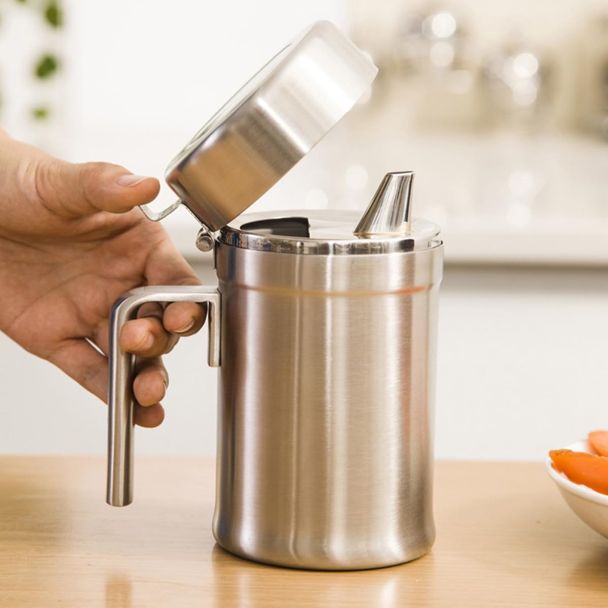 Dispensador de Aceite de Acero Inoxidable de 550ml, Botella a Prueba de Fugas con Tapa para Cocina y Condimentos Líquidos