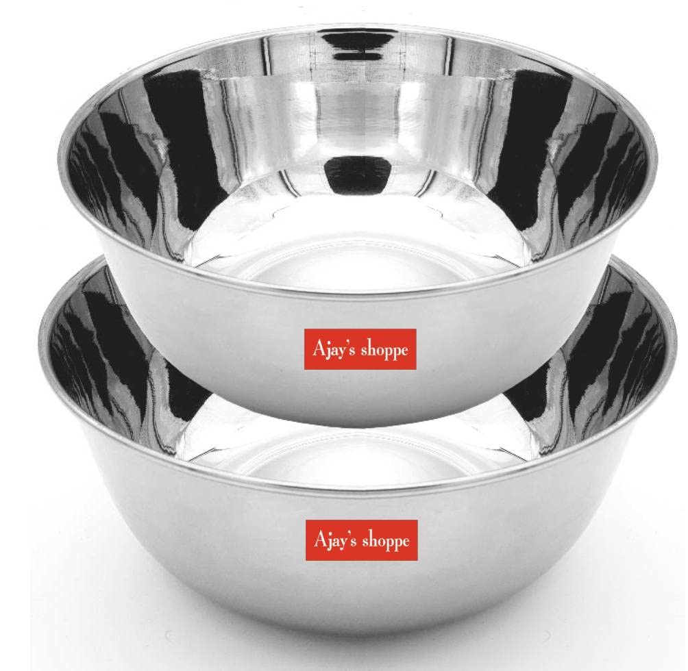 Ajays Shoppe Stainless Steel Serving/Mixing Bowl 1 & 2 Liter (Small & Large) Set of 2 (B09SWR66V4) Amazon Price History, Amazon Price Tracker