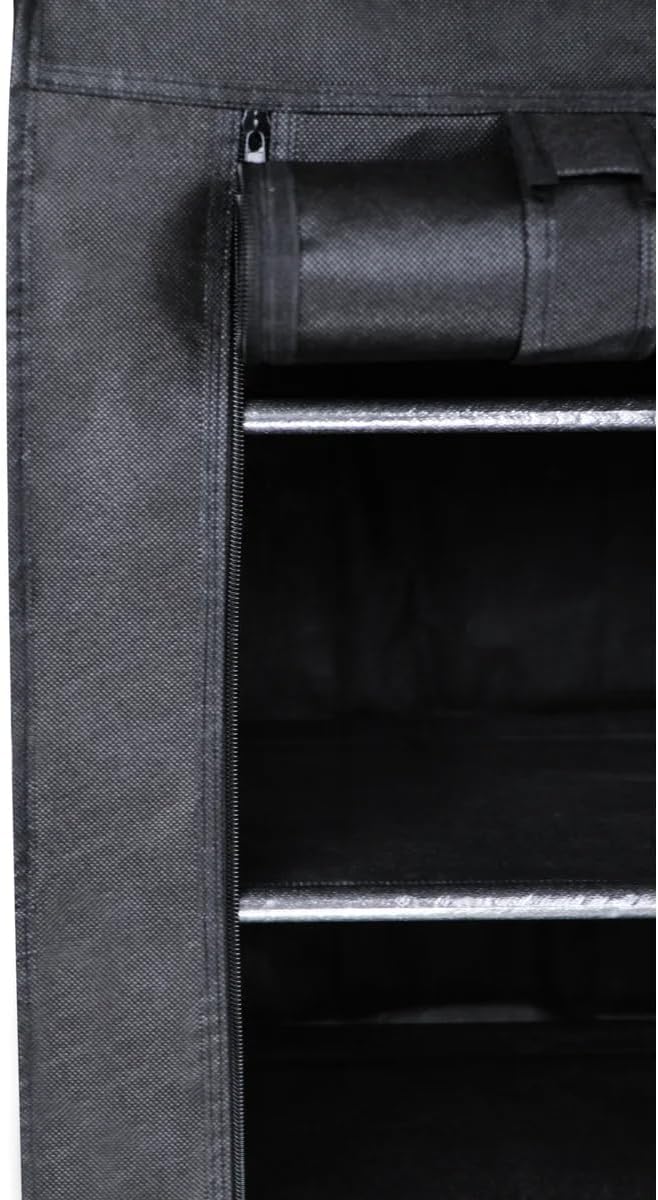 J&V TEXTILES Shoe Rack Organizer Tall Shoe Rack for Closet Entryway 4 Tier Non-Woven Cover Shoe Shelf Holds 12 Pairs Free Standing Shoe Storage Cabinet with Dustproof Cover (Black)