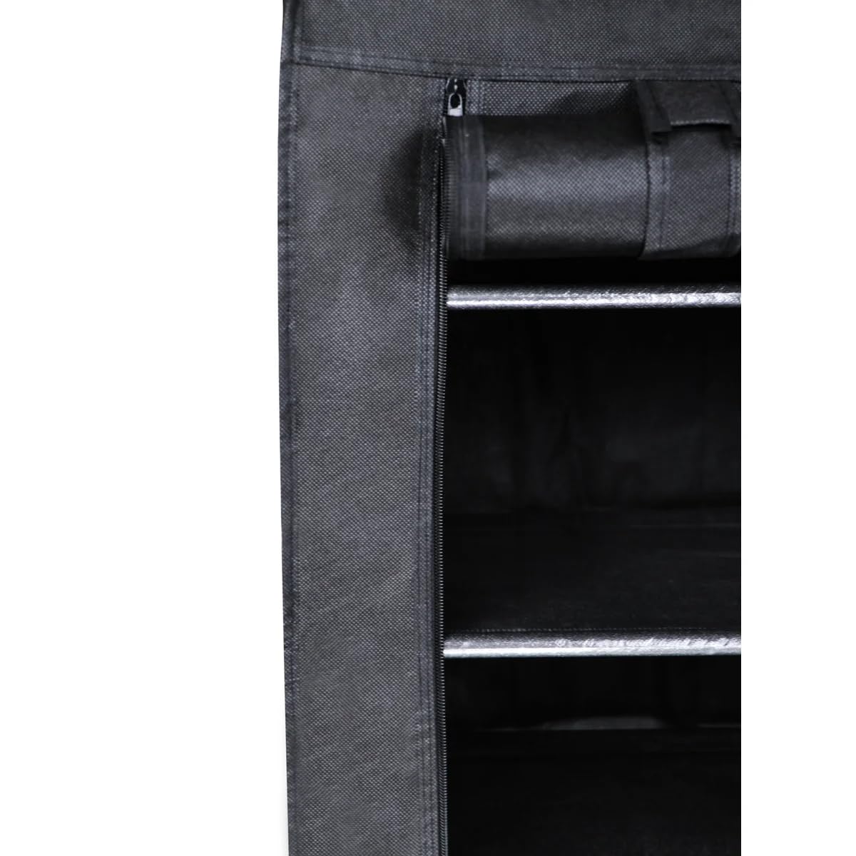 J&V TEXTILES 4-Tier Shoe Rack With Cover – Holds 12 Pairs, Non-Woven Shelves, Dustproof Zipper, Black Storage Cabinet - View #5