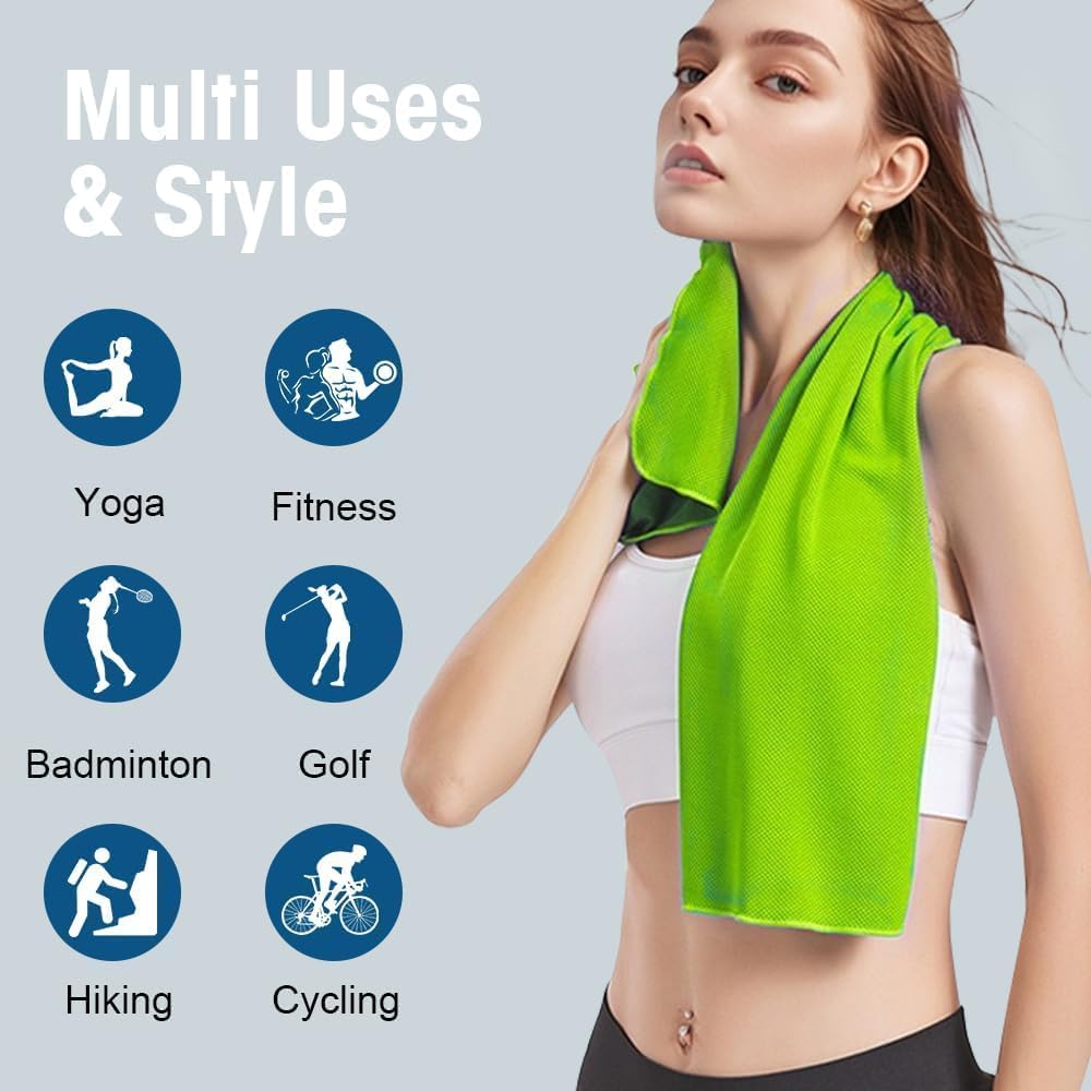 4 Piezas Toalla Microfibra Gimnasio, 100x30cm Toalla de Enfriamiento Deportiva Toallas Gimnasio Secado Rápido Cooling Towel para Yoga Golf Correr Fitness Gym