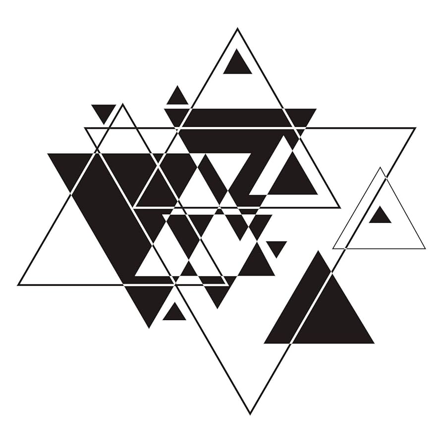 Society6 ケース black and white triangles by Her Art Geometric Triangles VI Black and White Framed Canvas by
