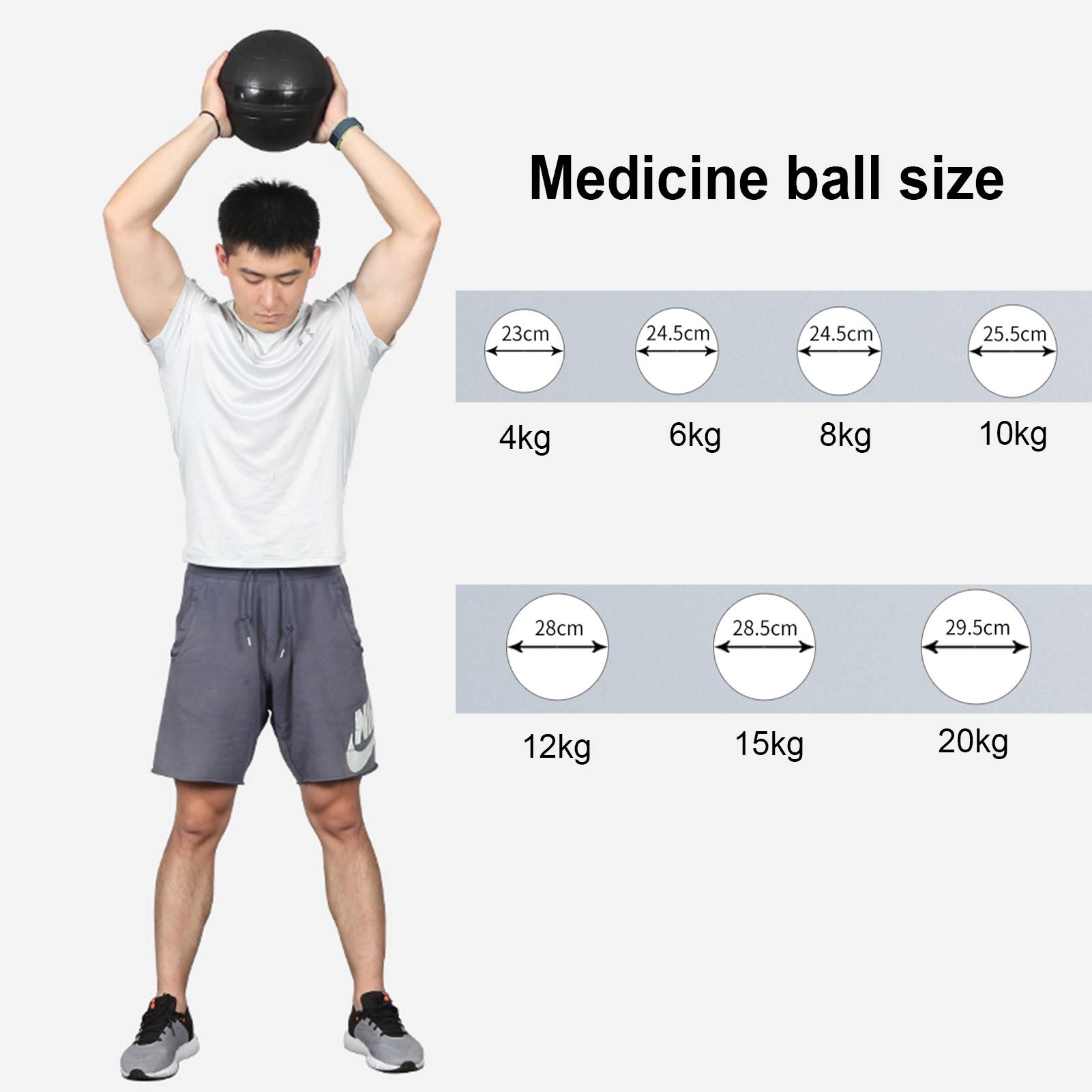 Palla mediche HUA Palla di Medicina Fitness, PVC Gravity Grand Slam Ball, Antiscivolo Durable Home Gym Muscle Rafforzamento Attrezzature di Allenamento per Esercizi, 7 Pesi (Size : 4kg)