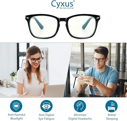 Vista 3 de Cyxus Lentes de luz azul para hombres y mujeres que reducen la fatiga ocular con bloqueo UV para pantalla de computadora 8082