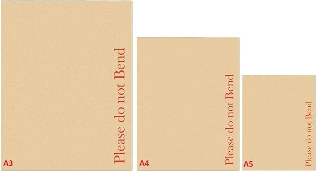 A3 A4 A5 Brown Cardboard Envelopes Hardboard Envelope Manilla Please Do Not Bend Printed (25x A5)