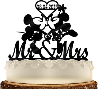 Cute Mouse Mr and Mrs Anniversary Wedding Cake Topper Personalized