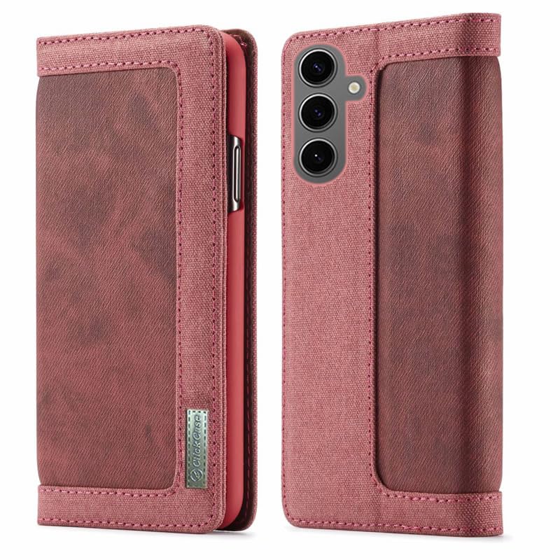 ClickCase Iconic Series for Samsung Galaxy M35 5G Soft Canvas Denim Cloth Leather Wallet Flip Case Kick Stand with Magnetic Closure Flip Cover for Samsung Galaxy M35 5G (Wine & Mauve) (B0DHP72718) Amazon Price History, Amazon Price Tracker