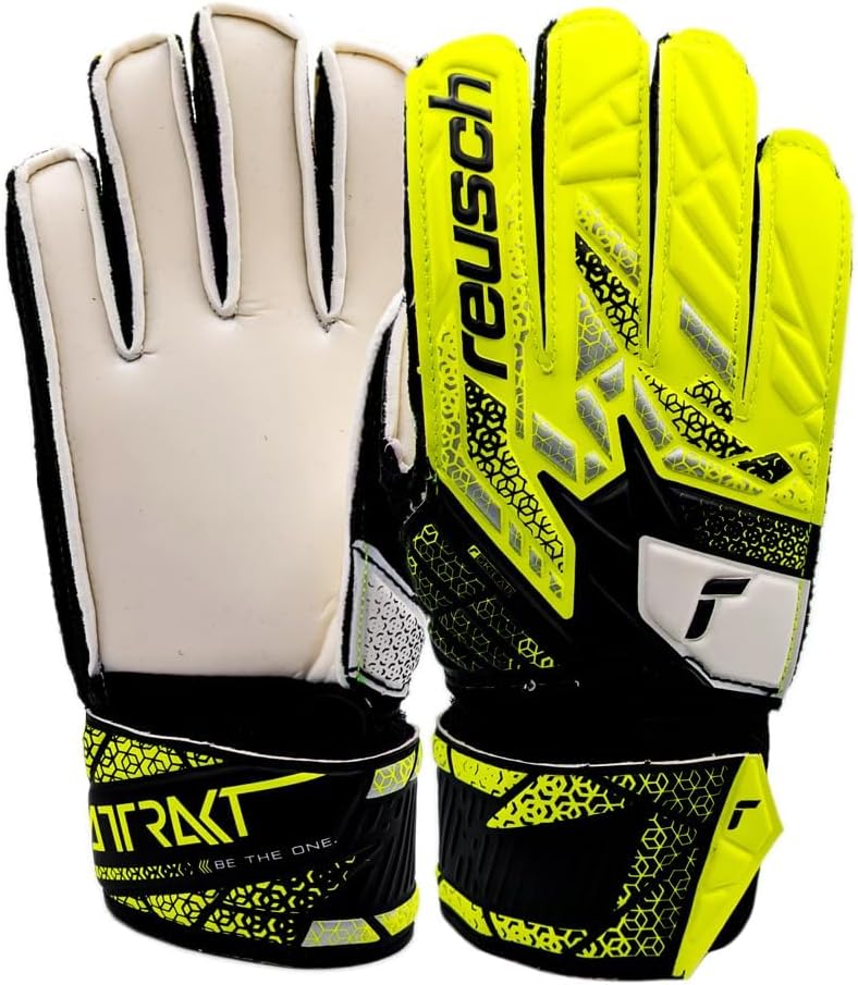Reusch Attrakt Junior Goalie Gloves, Soccer Goalkeeper Gloves Breathable, Flexible, Durable, for Artificial Grass & Hard Surfaces, Kids, Youth