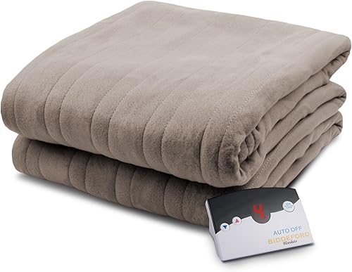 Biddeford Blankets Comfort Knit - Manta térmica eléctrica con controlador digital individual color beige
