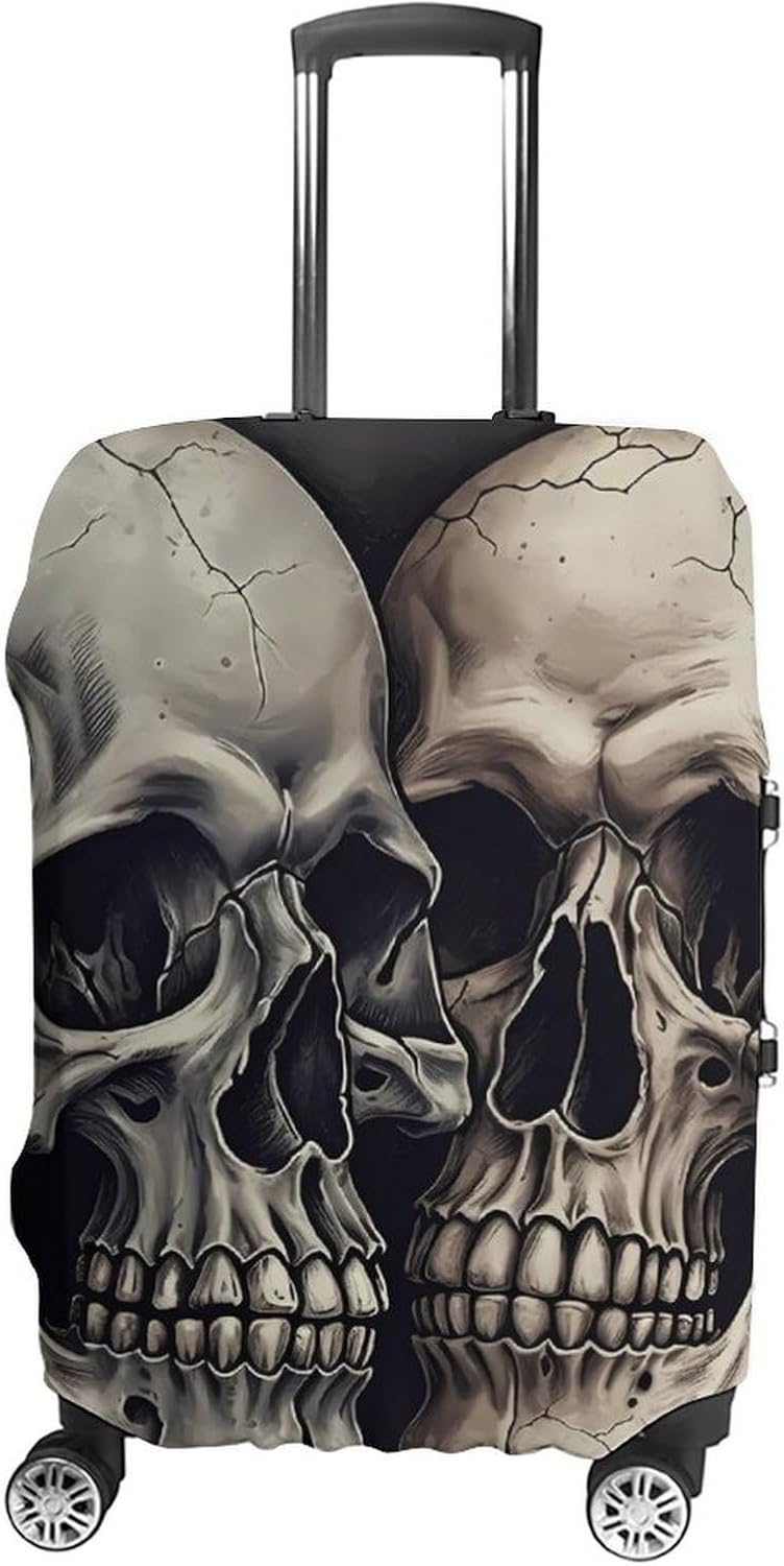 Skull Together Luggage Cover for Suitcase Tsa Approved Stylish Suitcase Covers Washable Stretch Suitcase Protector Anti-Scratch Travel Baggage Covers for 19-32 Inch Luggage