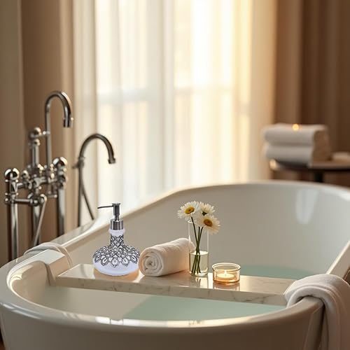 Miniatura 3 de Decozen Dispensador de jabón, vidrio esmerilado de 12.5 onzas con bomba de aleación de zinc a prueba de óxido, recargable para manos y loción