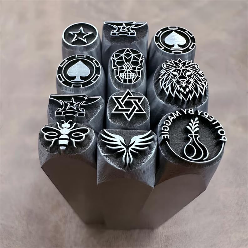 Metal Design Stamps, Blacksmith Stamp, Jewelry Stamp, Custom Makers Mark, Personalized Metal Punch Stamping