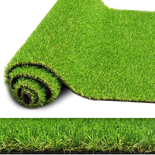 Realistic Artificial Grass Rug 4 FT x 6 FT Fake Faux Turf Grass, 0.8"" Indoor Outdoor Patio Garden Lawn Landscape Balcony Synthetic Grass Mat, 4-Tones, Drain Holes, Rubber Backing