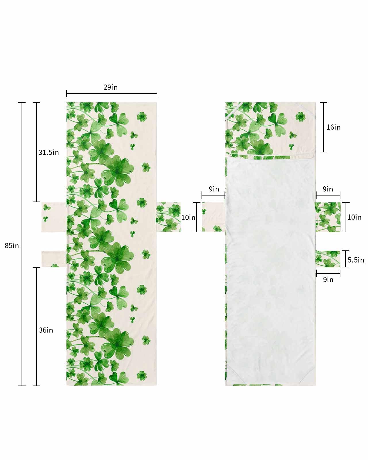 St. Patrick's Day Beach Lounge Chair Towel Cover, Soft Chaise Lounge Towel with Side Pockets Patio Pool Chairs Cover for Beach/Pool Sunbathing 29x85 green Lucky Clover Watercolor