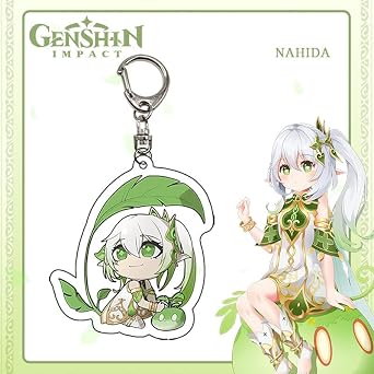 3PCS Genshin Impact Nahida Keychain Anime KeyChains Cute Acrylic Keychain Game Character Cosplay Keyring Pendant Accessories
