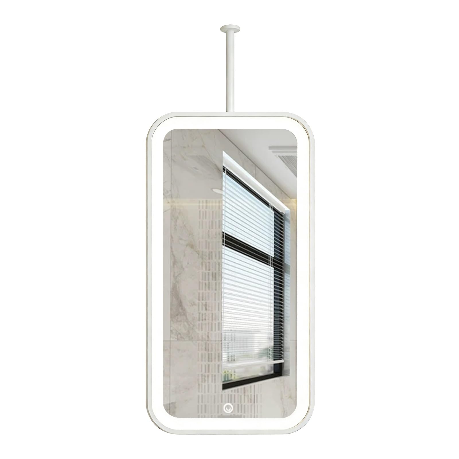 FGXHHS Large Metal Frame Mirror for Ceiling Hanging，Wall-Mounted Bathroom with LED Lights，Rectangle Vanity Makeup Mirrors Floating Suspended Mirrors，Customizable(40cmx60cm)