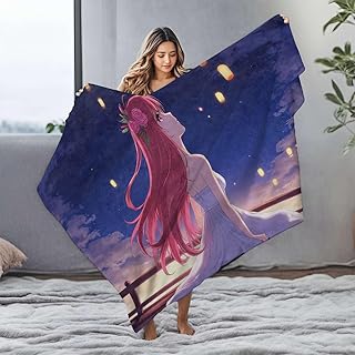 TFSW Manta suave para niña con vestido blanco con linternas flotantes, manta de franela personalizada para bebé (125 x 150 cm)