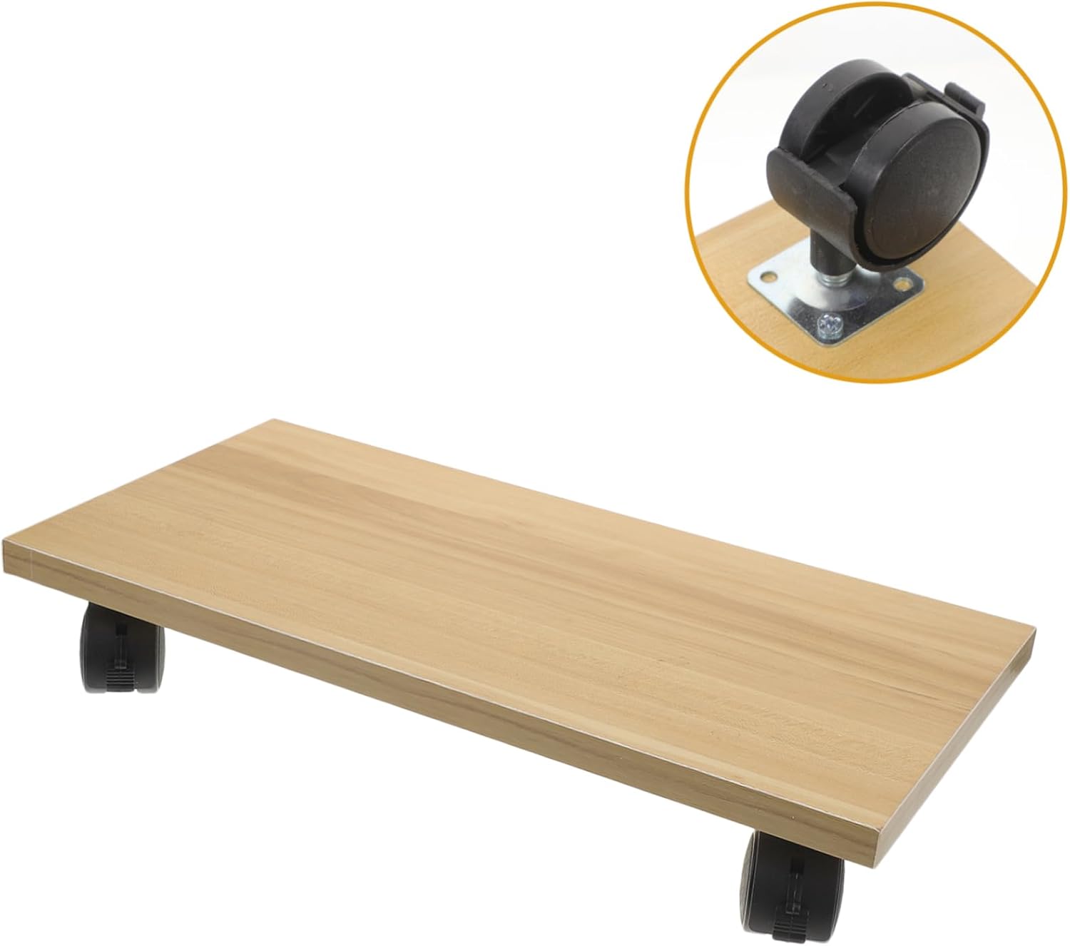 Movable Wood Base Computer Stand with Wheels Lightweight and Portable CPU Holder for Home Office Study and Playroom Use Strong Bearing Capacity and Stable Design