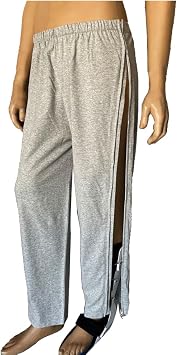 Two-Way Side Zipper Bedridden Patient Clothing,Patient Pants,Tear Away Pants,Soft Cotton Material,Hospital for Home Care/Post Surgery/Dialysis/Elderly/Fracture/Disability/Rehab Gray
