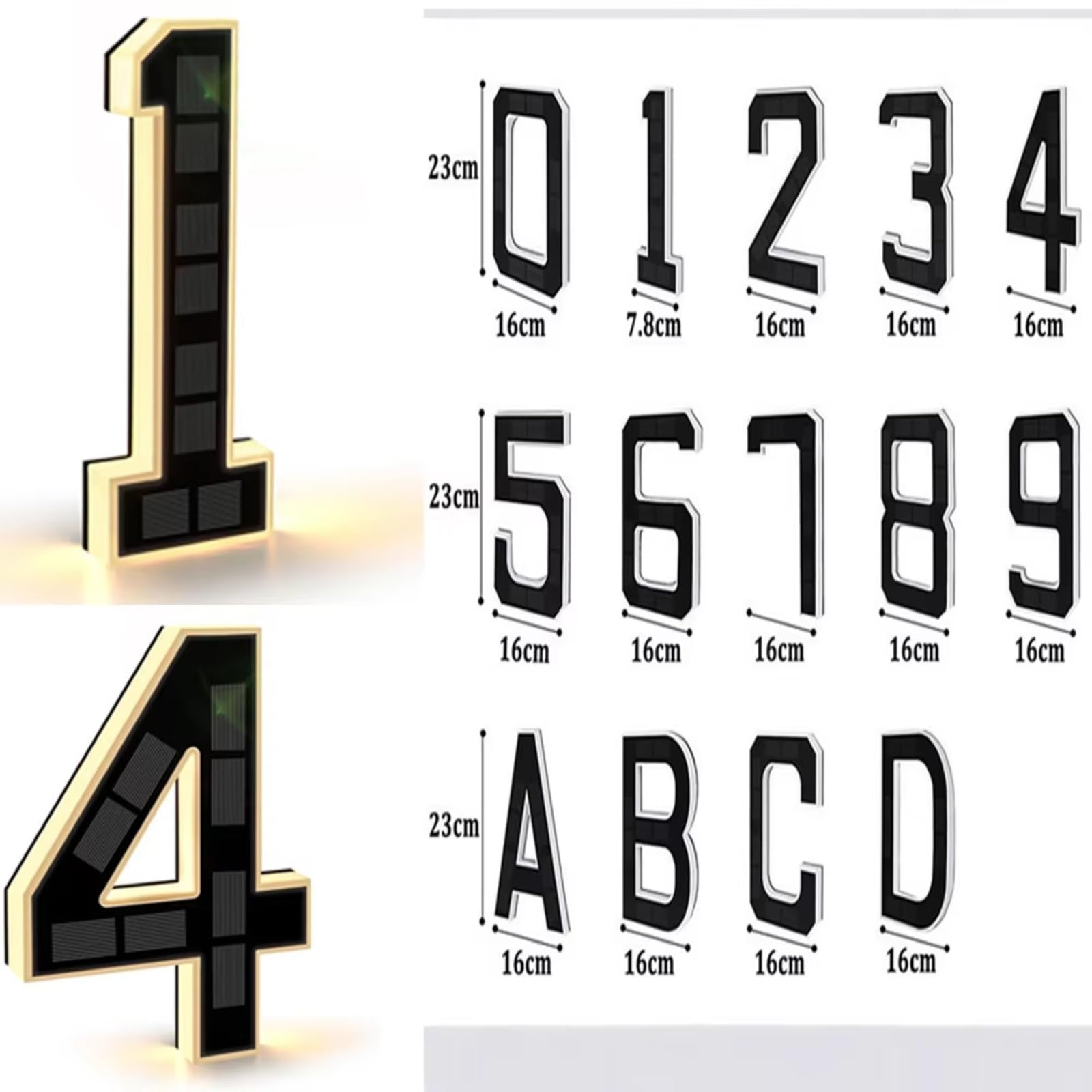 Numero Civico Solare, Indirizzo principale moderno del sensore di luce segno delle luci solari numero civico per l'esterno per la casa e il giardino(9)