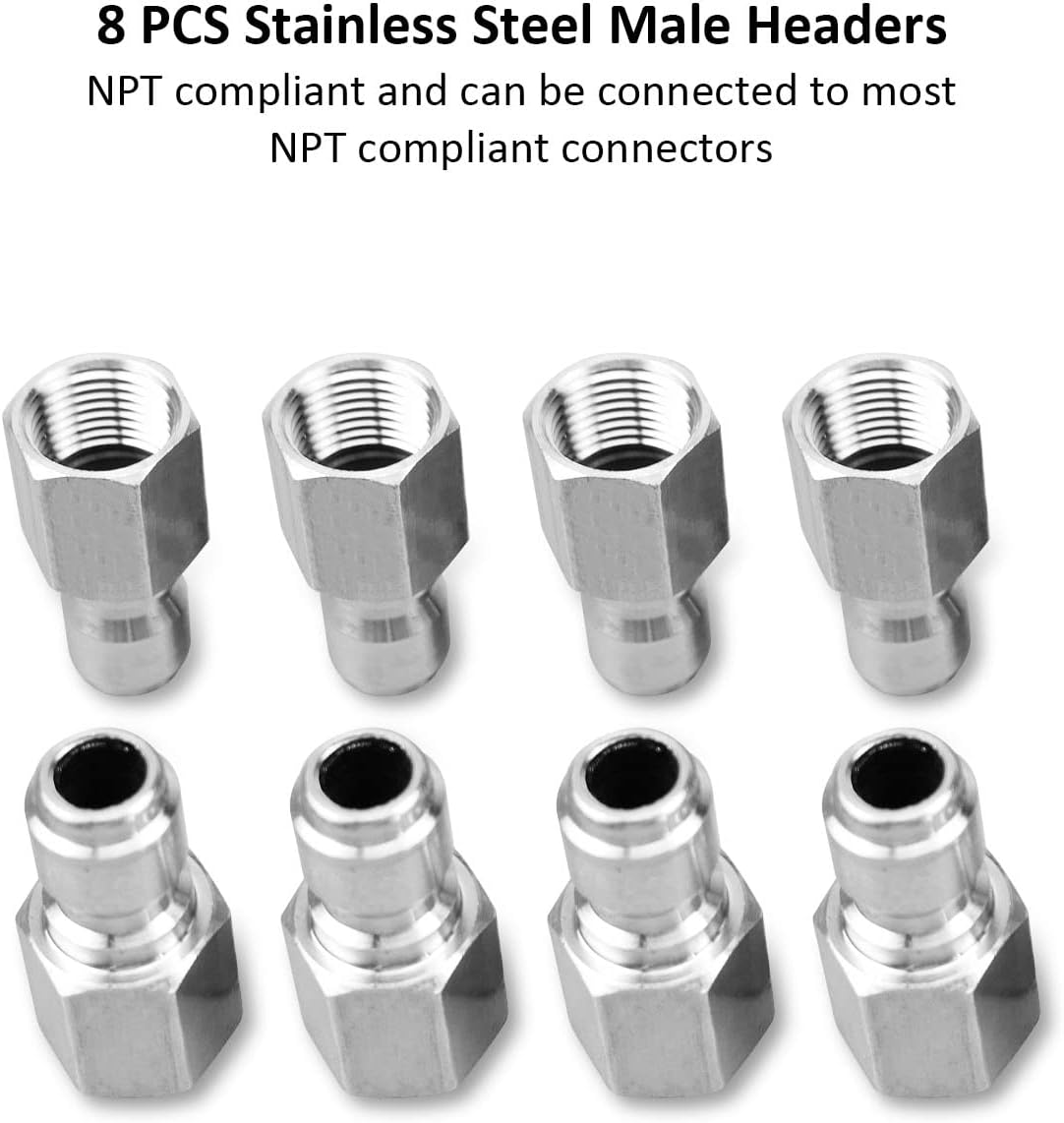 𝟐𝟎𝟐𝟒 𝐍𝐞𝐰 NPT 3/8 Inch Stainless Steel Male and Female Quick Connector Kit, Pressure Washer Adapters Hose Quick Connector Internal Thread 8 Sets