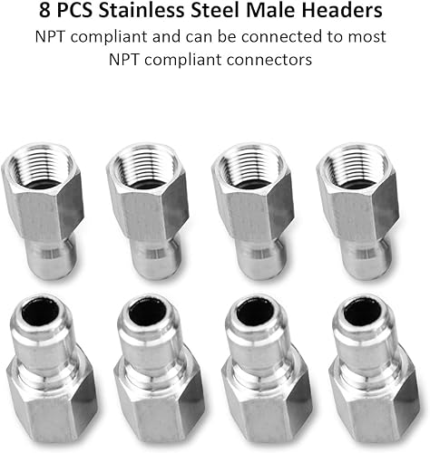 Miniatura 6 de NPT - Kit de conector rápido macho y hembra de acero inoxidable de 3/8 pulgadas, adaptadores de lavadora a presión, conector rápido, rosca interna,