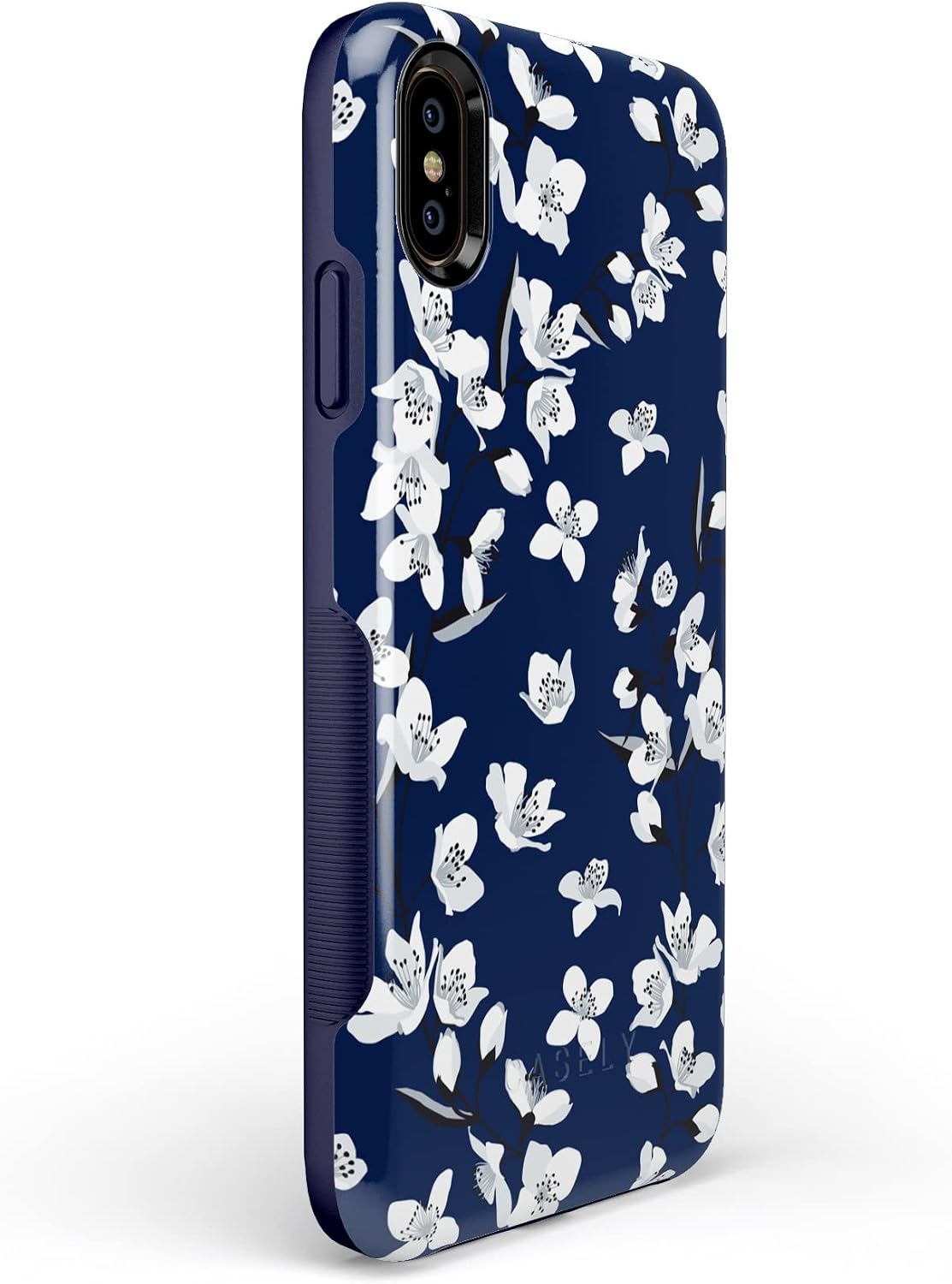 Casely iPhone Xs Max Case | Floral Forest | Navy Cherry Blossom Floral | Bold Protective Design